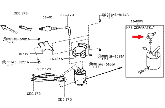 Клапан топливного фильтра Nissan Cabstar (Ниссан Кабстар) F24, 16400ES60C