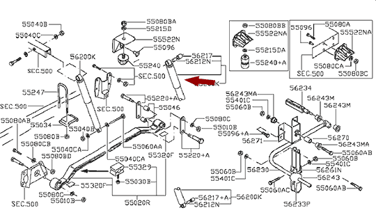 На схеме показан амортизатор Nissan Cabstar (Ниссан Кабстар) F24 - задний, Zekkert, 56200MB00A