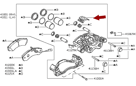 На схеме изображена пластина прижимная тормозной колодки передней NISSAN CABSTAR F24, оригинал, 41130MB20A