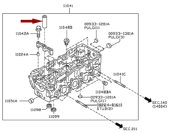 На схеме показана втулка клапана направляющая NISSAN CABSTAR (Ниссан Кабстар) F24 дв. ZD30DDTI, METELLI, 13213D0101